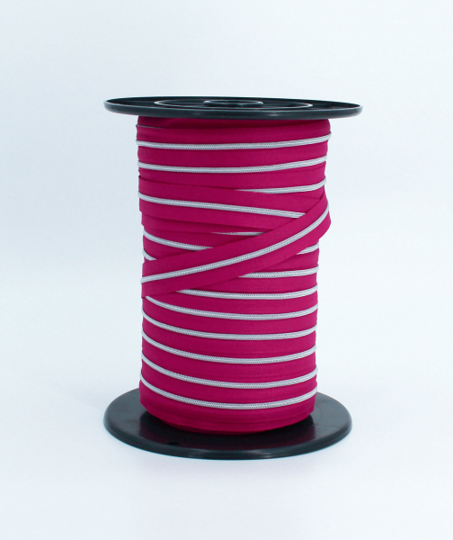 Endlosreißverschluss metallisiert schmal fuchsia/silber (1m)